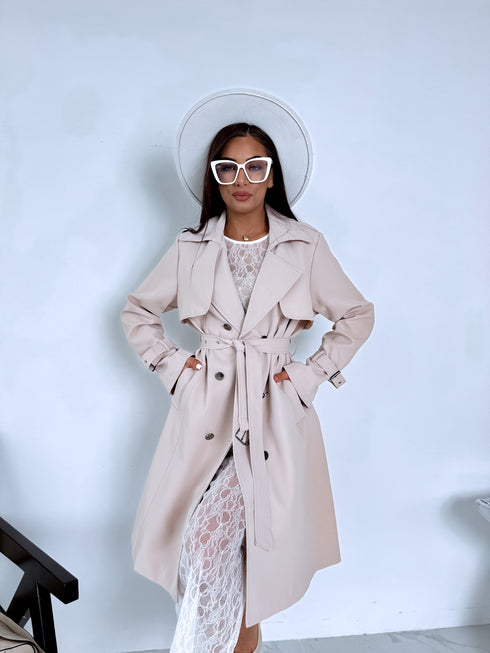 Fabric trench coat "BRAIN STORM LH105" - LIGHT BEIGE